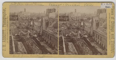 Utsikten österut från tingshuset efter Chicago Fire 1871 av J. H. Abbott