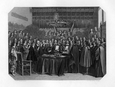 Svering av eden om ratificering av Münsterfördraget, 1648 c1870. av J. H. Rennefeld
