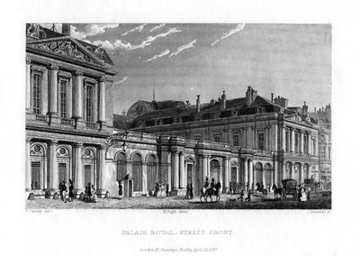 Kungliga palatset, Paris, Frankrike, 1829 av J. Hanshall
