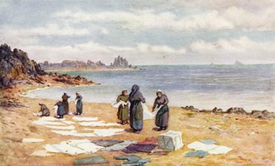 Torkningsdag på La Houle (färg litho) av J. Hardwicke Lewis