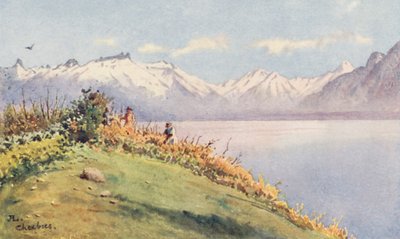 Rhônedalen från Chexbres (färglitografi) av J. Hardwicke Lewis