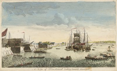 Vy över Blackwall mot Greenwich av J. Heudelot