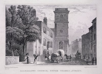 All Hallows the Great, London, c1829 av J Hinchcliff