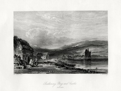 Scalloway Bay och slott, Zetland, 1800-talet av J. Horsburgh