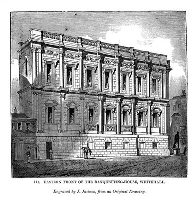 Östra framsidan av banketthuset, Whitehall, 1843 av J. Jackson