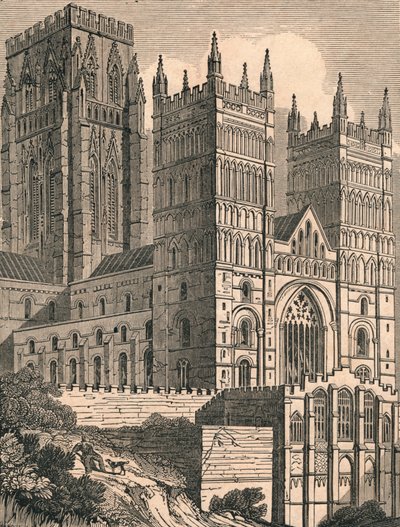 North-West View of Durham Cathedral, c1843. av J. Jackson