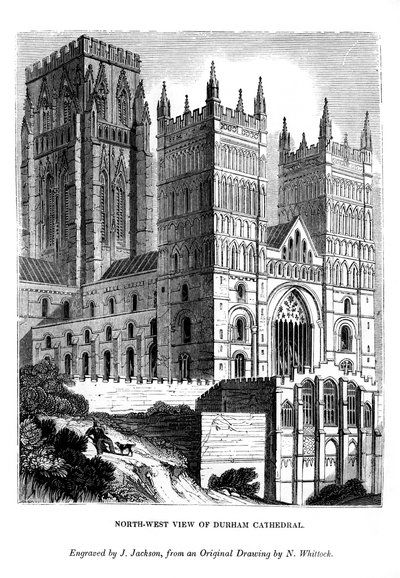 Nordvästlig utsikt över Durham Cathedral, 1843 av J. Jackson