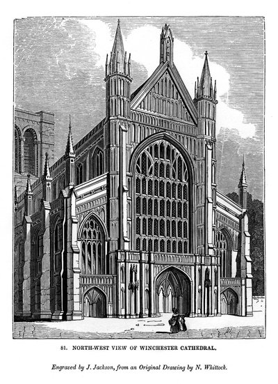 Nordvästlig utsikt över Winchester Cathedral, 1843 av J. Jackson