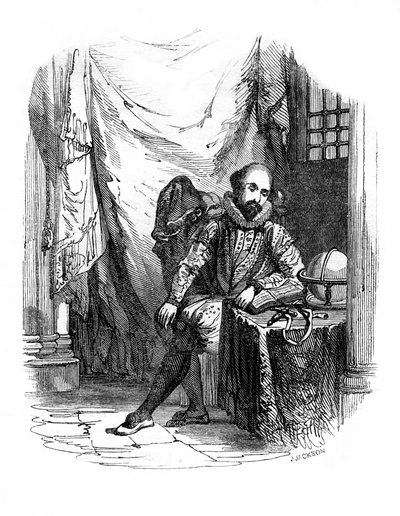 Sir Walter Raleigh i Tower of London, 1603-1616 1836. av J. Jackson
