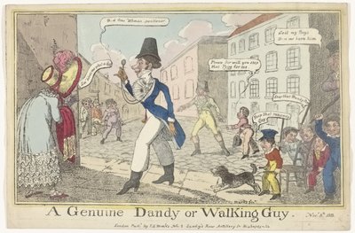 Spotprent på dandy på Guy Fawkes Day En äkta Dandy eller Walking Guy (titel på objekt) av J. Lewis Marks
