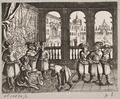 Illustration till Adam Olearius, "Persian Rosenthal av en genial poet Schich Saadi […]", Schleswig 1660 av J. Muller