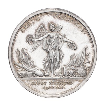 Medalj till minne av hertigen av Wellington och fältmarskalk von Blücher 1815, ca 1815 (silver) av J. N. Lang