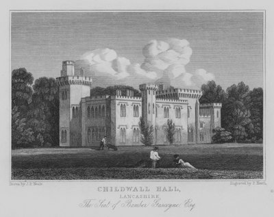 Childwall Hall, Lancashire, The Seat of Bamber Gascoyne, Esquire (gravyr) av John Preston Neale