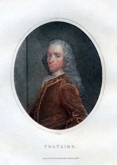 Francois Marie Arouet Voltaire, fransk 1700-talsförfattare och satiriker, 1828. av J. Pass