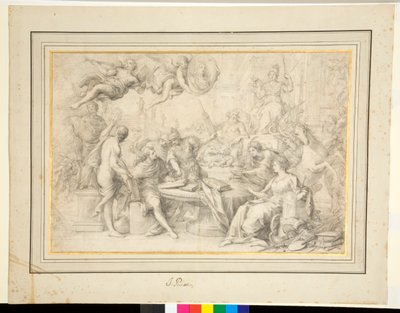 Allegorisk komposition (svart krita) av J. Piciari