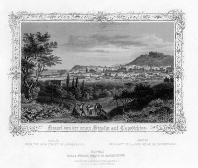 Neapel från New Street i Capodichino, Italien, 1800-talet av J. Poppel
