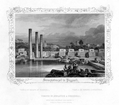 Serapis tempel i Pozzuoli, Italien, 1800-talet av J. Poppel