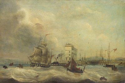 Cardiff Docks (olja på duk) av J. Price