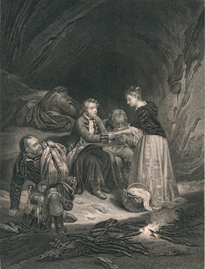 Chas. Edward The Pretender och Flora Macdonald, mitten av 1800-talet. av J. Rogers