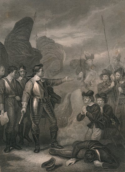 Cromwell undertrycker myteriet i armén, c1640-talet, mitten av 1800-talet. av J. Rogers