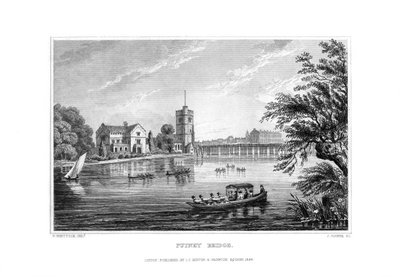 Putney Bridge, London, 1829. av J. Rogers
