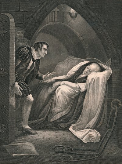 The Death of Mortimer., mitten av 1800-talet. av J. Rogers