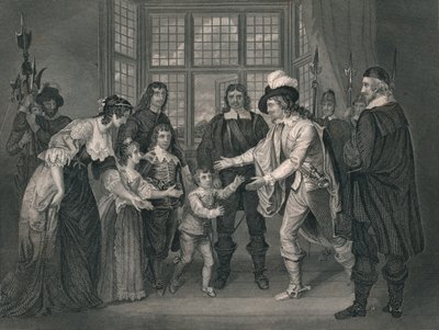 Intervjun av Charles I med sina barn, 1649, början av mitten av 1800-talet. av J. Rogers
