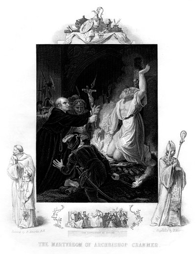 Ärkebiskop Cranmers martyrskap, 1556, 1877 av J. Rogers