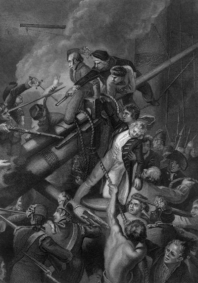 Kapten Faulknors död, 1795 c1857 av J. Rogers
