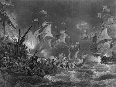 Den spanska armadans nederlag, 1588 c1857. av J. Rogers