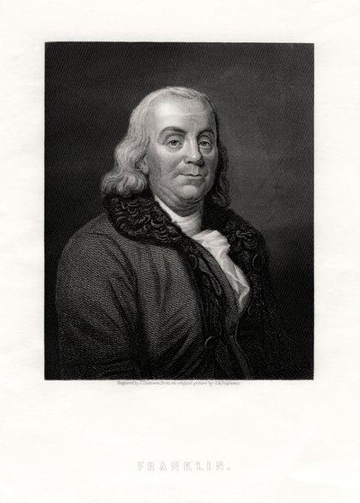 Benjamin Franklin, politisk person och statsmän i USA, 1800-talet av J. Thomson