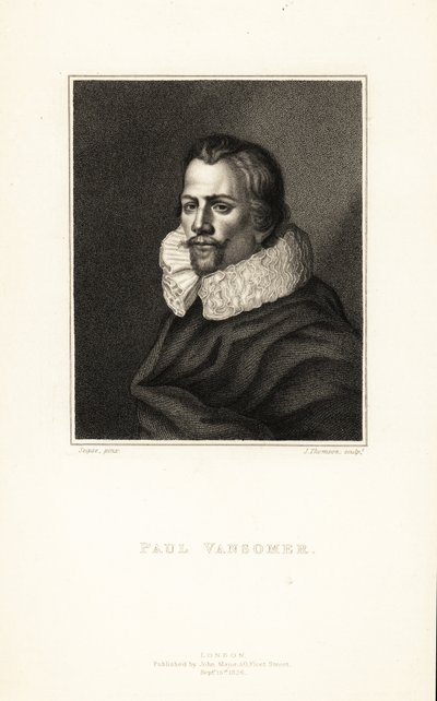 Porträtt av Paul van Somer, flamländsk konstnär och hovmålare till kung James I av England, cirka 1577-1621 av J. Thomson