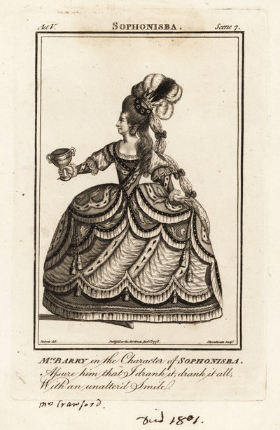 Mrs Ann Barry i karaktären Sophonisba i James Thomsons Sophonisba av J. Thornthwaite