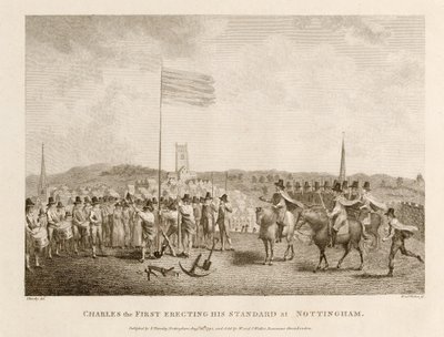 Charles den förste som reser sin standard i Nottingham av J. Throsby
