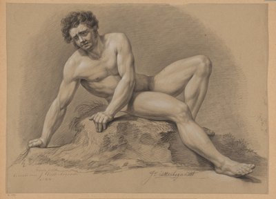 Sittande manlig naken, sedd framifrån (2:a pris 1810) av J. Uittenbogaardt