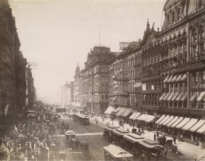 Utsikt över State Street norrut från Madison Street, Chicago, 1890 av J. W. Taylor