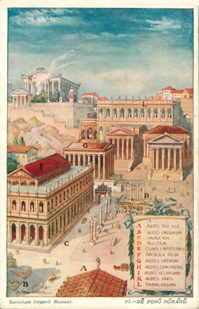 Forum Romanum, antikens Rom (färg litho) av J. Williamson
