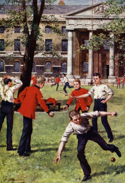 Soldat Boys at Play (färg litho) av J. Williamson