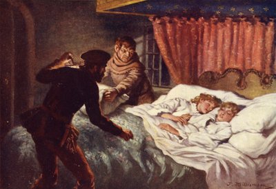 Mordet på de små prinsarna (färg litho) av J. Williamson