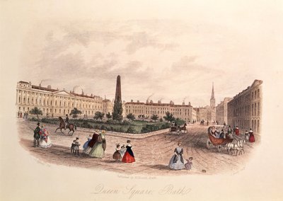 Queen Square, Bath, graverad av J. Shury, c.1840 av J. after Appleby