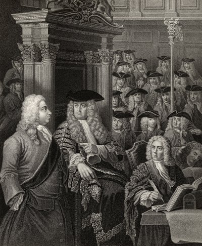 Underhuset i Sir Robert Walpoles administration, graverad av R. Page, från 
