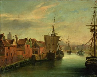 St. Catherines Quay, Ipswich, ca 1830 (bord) av Jabez Hare