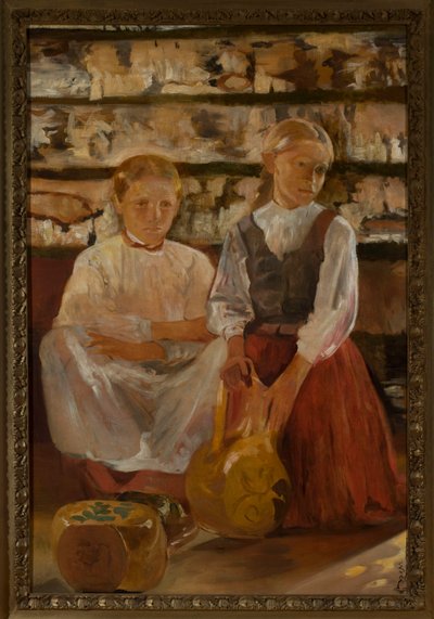 Två flickor med en kruka av Jacek Malczewski