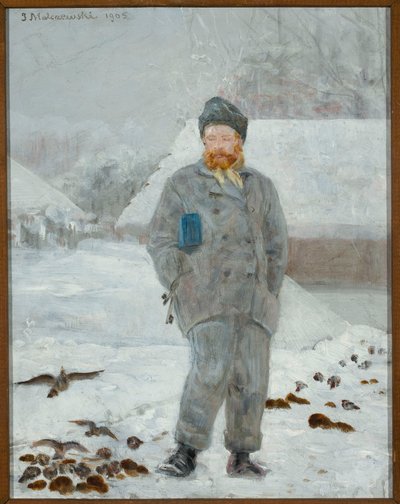 Porträtt av Adolf Dygasiński med fåglar av Jacek Malczewski