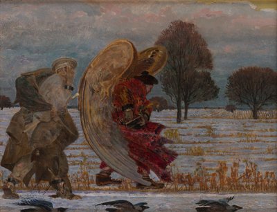 Bakom ängeln (vänstra delen av triptyken) av Jacek Malczewski