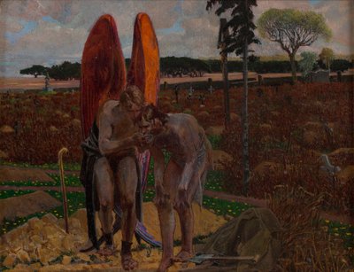 Bakom ängeln (den högra delen av triptyken) av Jacek Malczewski