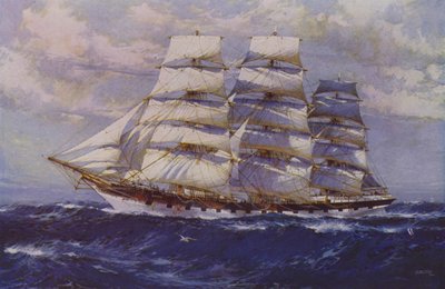 Segelfartyg Taranaki (färg litho) av Jack (after) Spurling