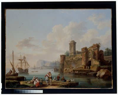 En hamnscene av Jacob Philippe Hackert