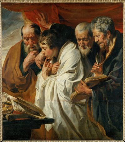 De fyra evangelisterna Matteus, Lukas, Markus och Johannes ... av Jacob (studio of) Jordaens