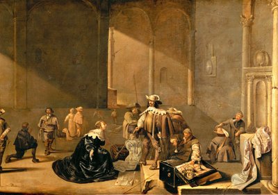 Spanska truppers plundring av ett hus (olja på trä) av Jacob A. & Willaerts Adam (1577-1664) Duck